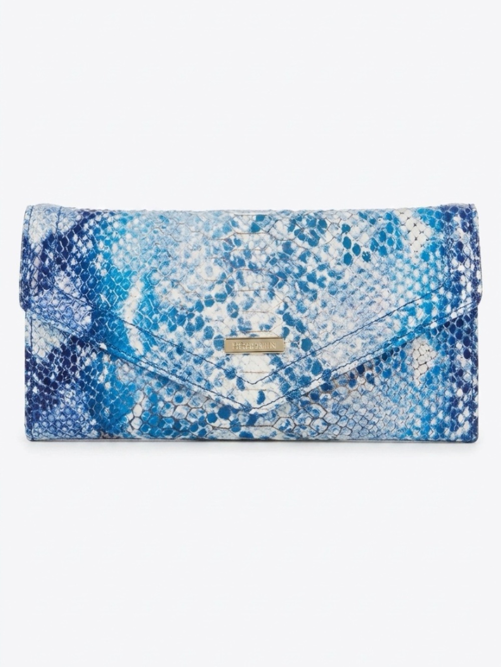 Brahmin Ady Wallet Blue Multi Melbourne Snakeskin Leather Envelope Clutch NWOT